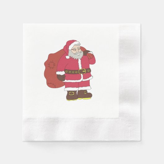 Weihnachtsmann in rot mit Geschenktasche und Brill Serviette (Vorderseite)