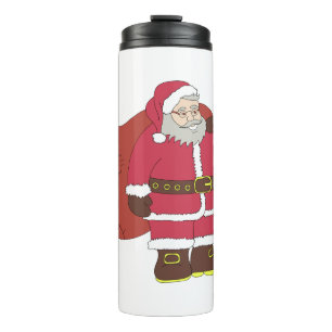 Weihnachtsmann in Rot mit Geschenktasche und Brill Thermosbecher
