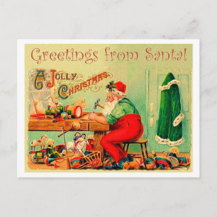 Weihnachtsmann in seiner Werkstatt, vintage Weihna Postkarte