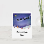 Weihnachtsmann in Sleigh Weihnachten Personalisier Karte (Vorderseite)