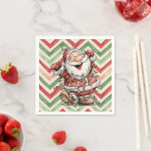 Weihnachtsmann in Weihnachtslichter verheddert Serviette (Beispiel)