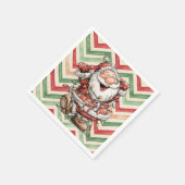 Weihnachtsmann in Weihnachtslichter verheddert Serviette (Ecke)
