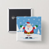 Weihnachtsmann in winterlicher Schneeszene Button (Vorne & Hinten)