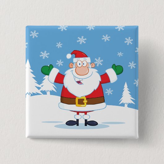 Weihnachtsmann in winterlicher Schneeszene Button (Vorderseite)