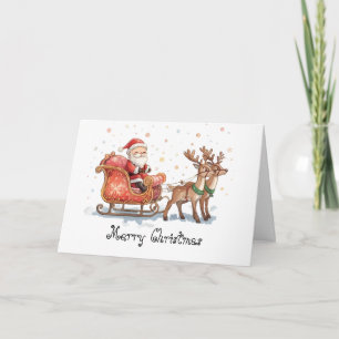 Weihnachtsmann ist auf dem Weg & whimmsiger Weihna Karte