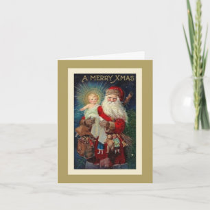 Weihnachtsmann Jesus Christus Spielzeug Vintage Feiertagskarte