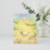 Weihnachtsmann Jesus mit Adoring Doves Postkarte (Stehend Vorderseite)