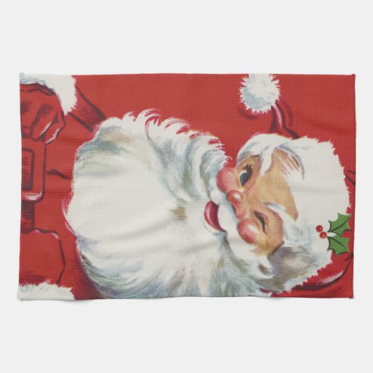 Weihnachtsmann, Jolly und Winking Geschirrtuch (Horizontal)