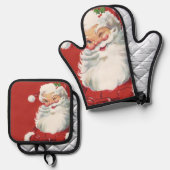 Weihnachtsmann, Jolly und Winking Ofenhandschuh & Topflappen-Set (Vorderseite/Rückseite)