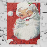 Weihnachtsmann, Jolly und Winking Puzzle<br><div class="desc">Vintage Illustration Weihnachtsfeierdesign mit einem glücklichen,  fröhlichen Weihnachtsmann,  der einen Hut trägt und zwinkert,  als ob er ein Geheimnis hätte. Ho,  ho,  ho,  frohe Weihnachten!</div>