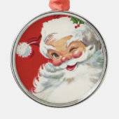 Weihnachtsmann, Jolly und Winking Silbernes Ornament (Vorne)