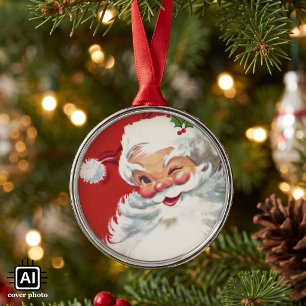 Weihnachtsmann, Jolly und Winking Silbernes Ornament