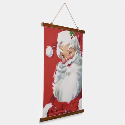 Weihnachtsmann, Jolly und Winking Wandteppich Mit Holzrahmen (Gewinkelt)