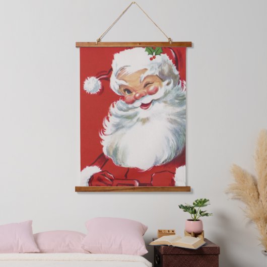 Weihnachtsmann, Jolly und Winking Wandteppich Mit Holzrahmen (Schlafzimmer)