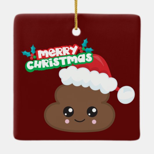Weihnachtsmann kacken Emoji Weihnachtsverzierung Keramikornament (Rückseite)