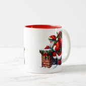 Weihnachtsmann-Kaffeetasse Zweifarbige Tasse (VorderseiteRechts)