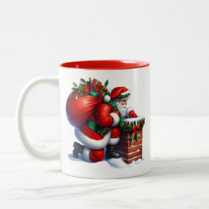 Weihnachtsmann-Kaffeetasse Zweifarbige Tasse