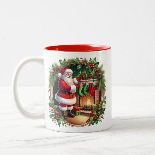 Weihnachtsmann-Kaffeetasse Zweifarbige Tasse (Links)