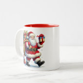Weihnachtsmann-Kaffeetasse Zweifarbige Tasse (Vorderseite Links)