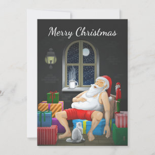 Weihnachtsmann Kaffeezeit Feiertagskarte
