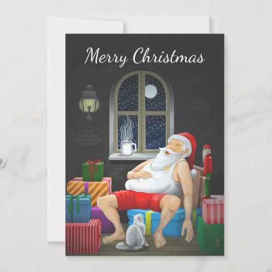 Weihnachtsmann Kaffeezeit Feiertagskarte (Vorderseite)