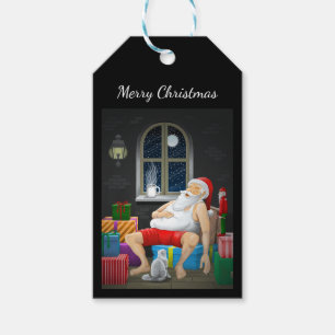 Weihnachtsmann Kaffeezeit Geschenkanhänger