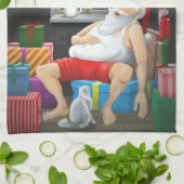 Weihnachtsmann Kaffeezeit Geschirrtuch (Gefaltet)