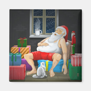 Weihnachtsmann Kaffeezeit Magnet