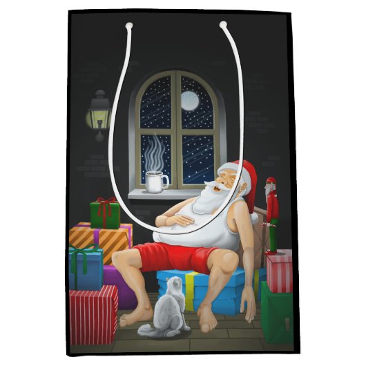 Weihnachtsmann Kaffeezeit Mittlere Geschenktüte (Vorderseite)
