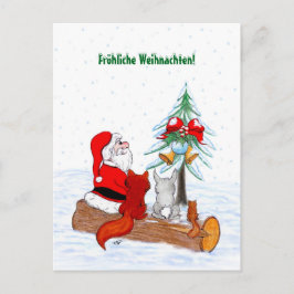 Weihnachtsmann Kaninchen Fox Eichhörnchen, Deutsch Feiertagspostkarte
