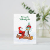 Weihnachtsmann Kaninchen Fox Eichhörnchen, Deutsch Postkarte (Stehend Vorderseite)