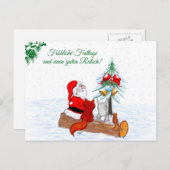 Weihnachtsmann Kaninchen Fox Eichhörnchen, Deutsch Postkarte (Vorne/Hinten)