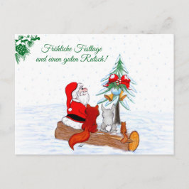 Weihnachtsmann Kaninchen Fox Eichhörnchen, Deutsch Postkarte