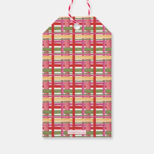 Weihnachtsmann Kariert Bow Geschenkanhänger (Rückseite)