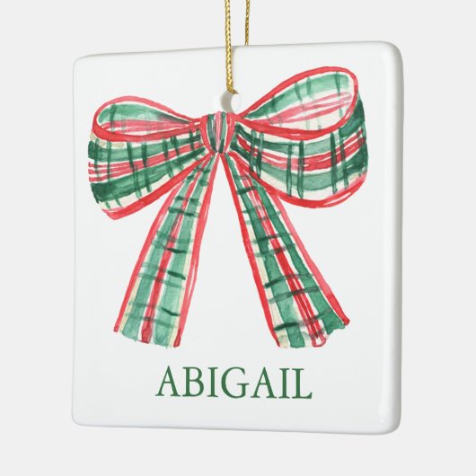 Weihnachtsmann Kariert Bow Keramikornament (Links)