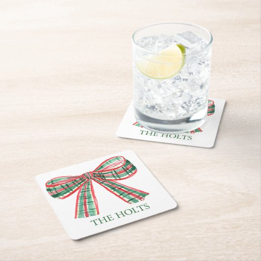 Weihnachtsmann Kariert Bow Rechteckiger Pappuntersetzer (Vor Ort)