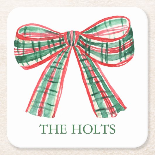 Weihnachtsmann Kariert Bow Rechteckiger Pappuntersetzer (Vorderseite)
