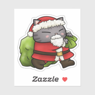 Weihnachtsmann-Katze Aufkleber