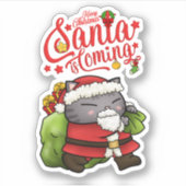 Weihnachtsmann-Katze Aufkleber (Vorderseite)