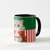 Weihnachtsmann-Katze mit Kakaotasse Tasse (VorderseiteRechts)