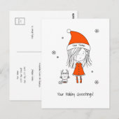 Weihnachtsmann Katze Niedlich Funny Cartoon Postkarte (Vorne/Hinten)