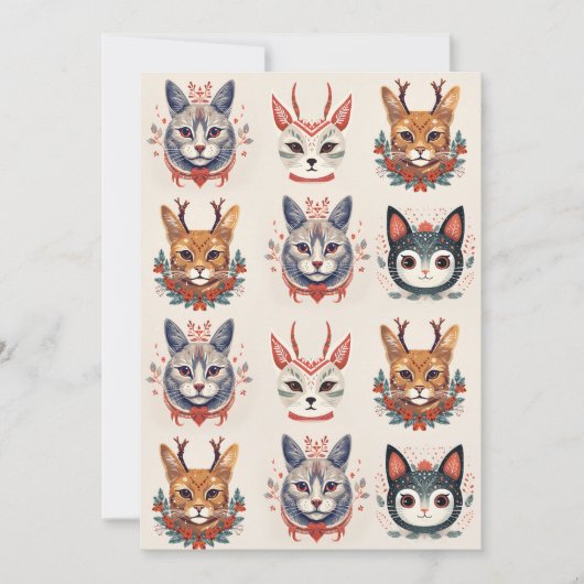 Weihnachtsmann-Katzenbilder Einladung (Vorderseite)