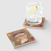 Weihnachtsmann kennt Weihnachten Steinuntersetzer (Seitenansicht)