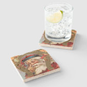 Weihnachtsmann kennt Weihnachten Steinuntersetzer (Seitenansicht)