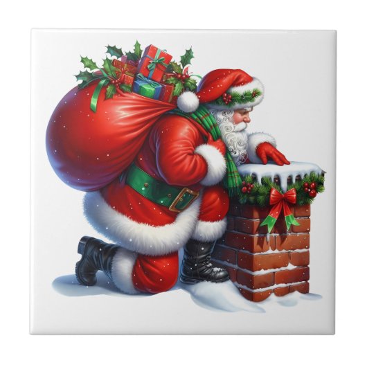 Weihnachtsmann Keramikfliese (Vorderseite)