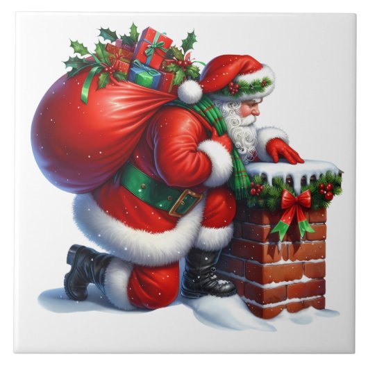 Weihnachtsmann-Keramikfliese Fliese (Vorderseite)