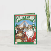 Weihnachtsmann & Kickin' Rentierschnee Feiertagskarte (Vorderseite)