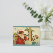 Weihnachtsmann & Kind auf Vintagem Telefonstil Visitenkarte (Stehend Vorderseite)