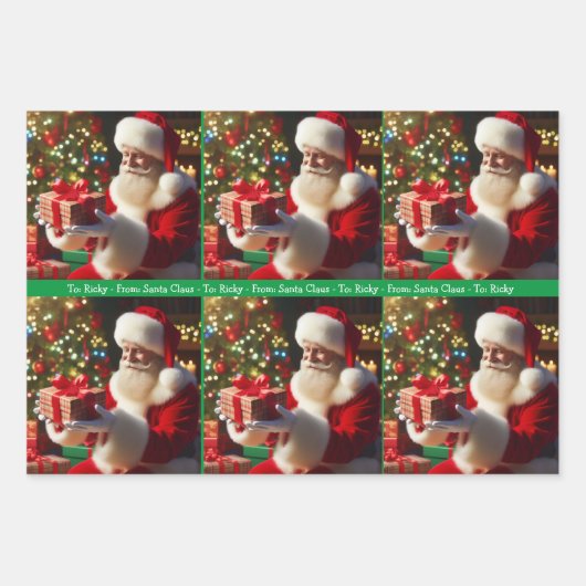 Weihnachtsmann Kind den Namen Weihnachten hinzufüg Geschenkpapier Set (Vorderseite 3)