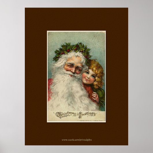 Weihnachtsmann & Kind Vintage-Kunst Poster (Vorne)